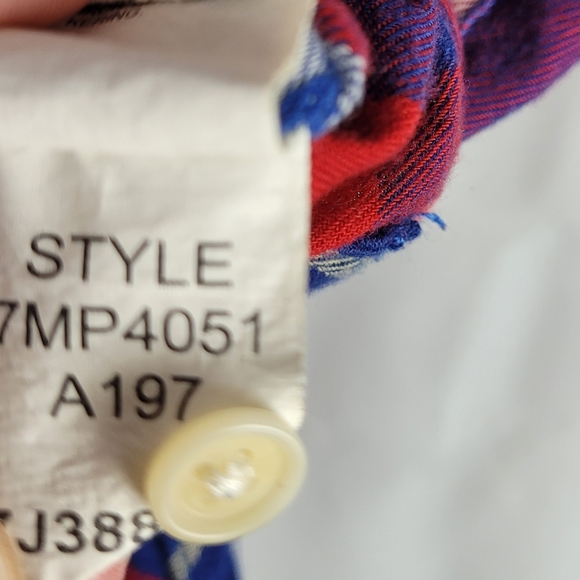 Lucky Brand Red and Blue Plaid Casual Button Down Shirt - Picture 11 of 12